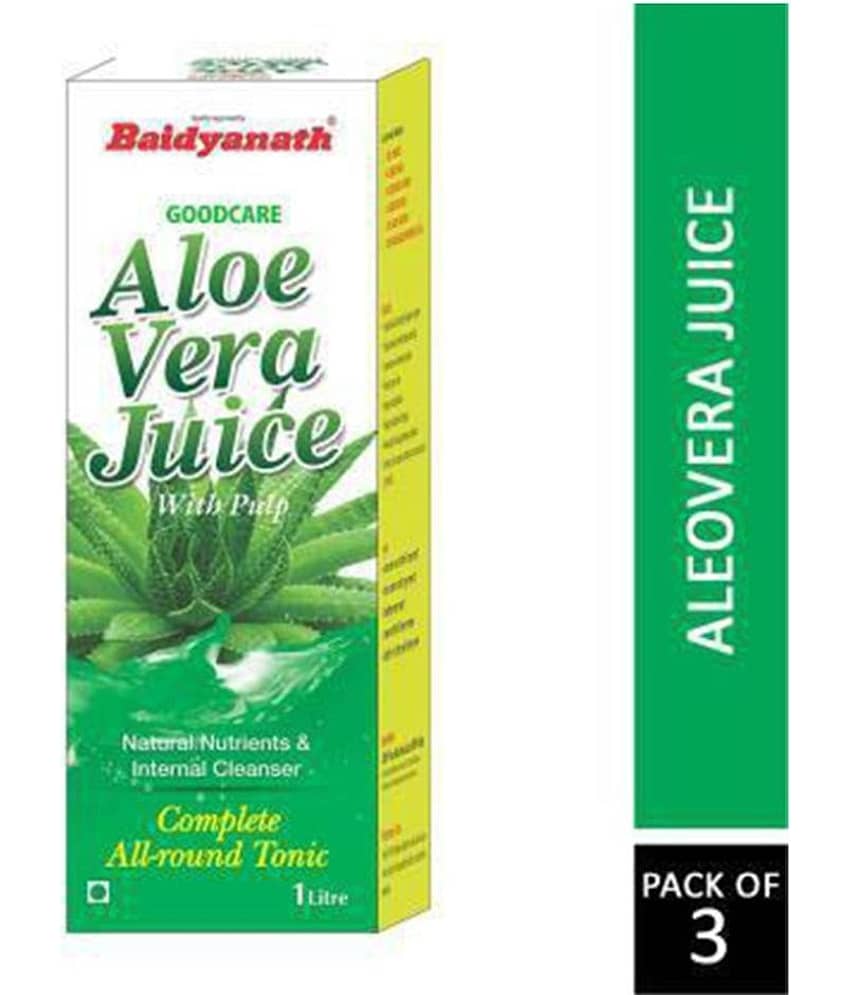 Baidyanath Pure Aloe Vera Juice (with Pulp)- No Added Sugar(1000ml)|For All-Around Detox(Pack of 3)