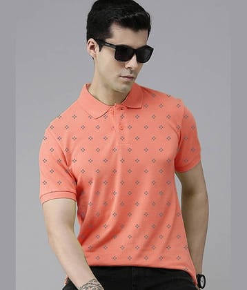 ADORATE Pack of 1 Cotton Regular Fit Printed Half Sleeves Men's Polo T Shirt ( Coral )