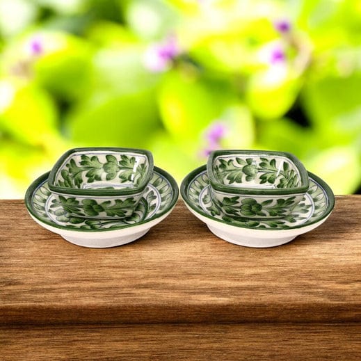 Handcrafted Blue Pottery Bowl & Plate Set Elegant Jaipur Art for Dinnerware