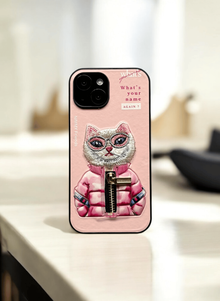 Nimmy Pink Cat Embroidery Case for iPhone 11