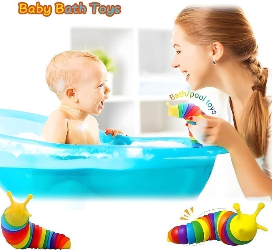 Kids Toy, Small Slug Fidget Toys, Baby Toys, Sensory Toys for Kids, Clicky Sound Making Toy, Flexible Stretchable Joints Toy for Anxiety, Autism...