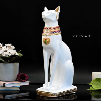 Lucky Captivating Egyptian Cat-White / L: 7 inch | H: 14 inch | W: 5 inch
