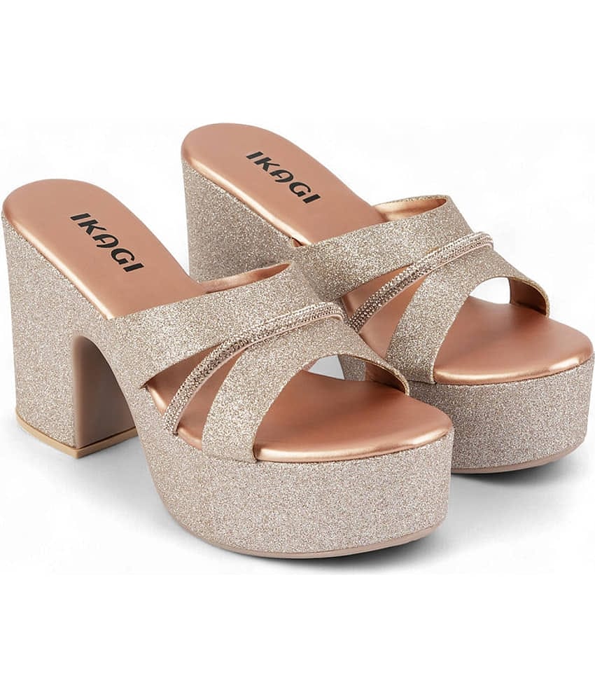 IKAGI Rose Gold Women's Slip On Heels