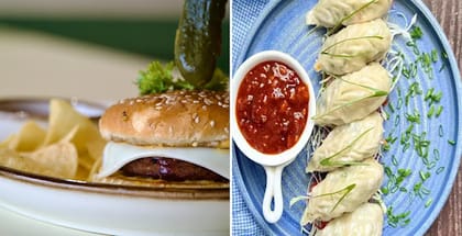1 x Crispy Aloo Tikki Burger, 1 x Cheesy Garlic Bread, 1 x Paneer Steamed Momo[5pc]