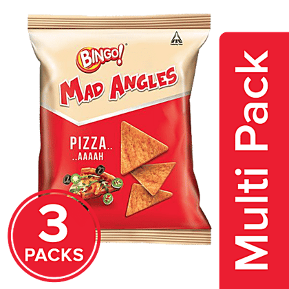 Bingo Mad Angles Chips Pizza - Aah, 3x72.5 g Multipack