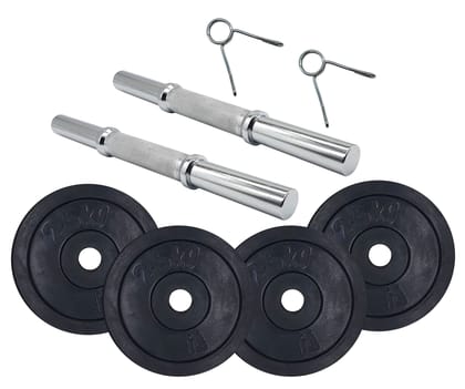 JJ Jonex Dumbbells, Rubber Dumbbells Set, 12Kg Rubber Dumbbell Plates with 25mm 1 Pair Steel Dumbbell Rods with Spring Locks