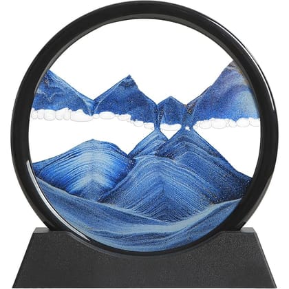Moving Sand Art Picture 3D Blue Deep Sea Sandscapes, Round Glass Sand Art for Adults & Kids, Large 7 Inch Desktop Art Toy Moving Sand Art Picture 3D Blue Deep Sea Sandscapes, Round Glass Sand Art for Adults & Kids, Large 7 Inch Desktop Art Toy