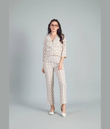 Mantra Fashion Women's White Printed Shirt Trouser Co-Ord Set ( Pack of 1 )