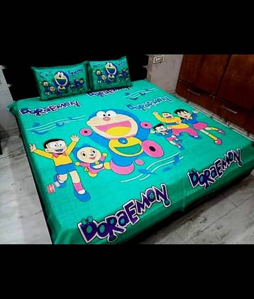 PETROSOLY Cotton 1 Double Queen Bedsheet with 2 Pillow Covers ( Green )