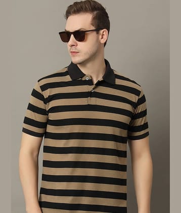 GET GOLF Pack of 1 Cotton Blend Regular Fit Striped Half Sleeves Men's Polo T Shirt ( Black )