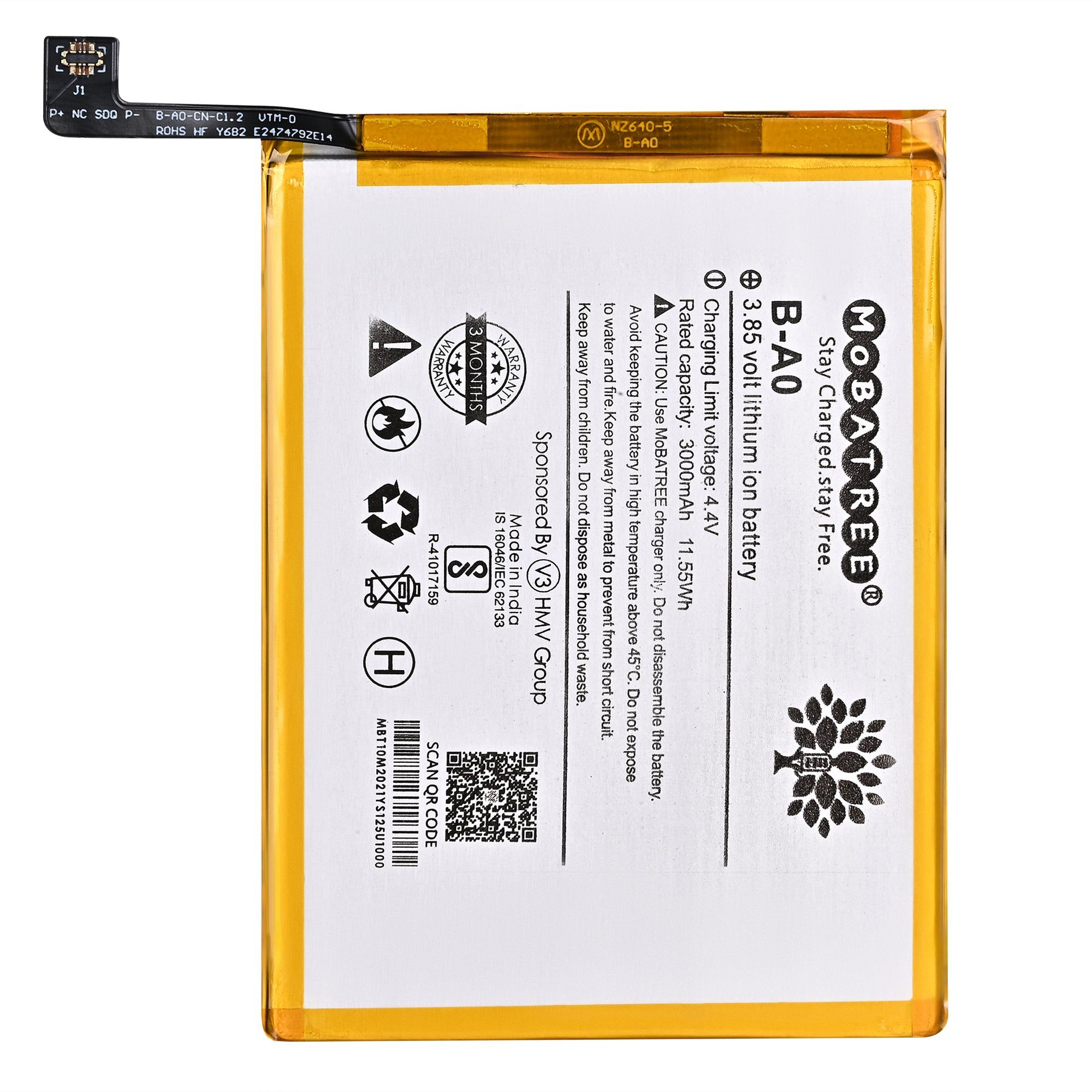 Mobatree Original Mobile Battery for Vivo V3 Max - BA0, 3000mAh (6 months Guarantee)