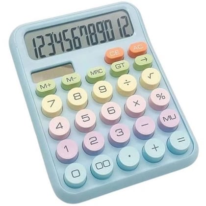 FunBlast Pastel Mechanical Desktop Calculator (Blue) | Tactile Mechanical Switches | Office & School Supplies