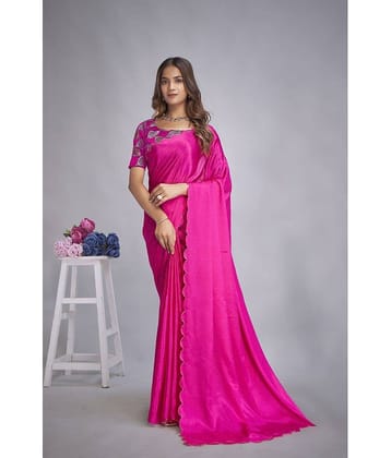 JULEE Chiffon Embellished Saree With Unstitched Blouse Piece ( Orange )