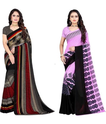 LEELAVATI Georgette Printed Saree With Unstitched Blouse Piece ( Multicolor )