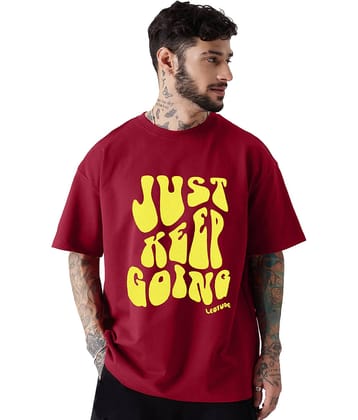 Leotude Pack of 1 Cotton Blend Oversized Fit Men's T-Shirt ( Maroon )