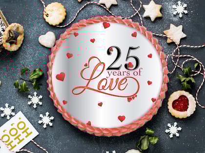 25 Years Of Love Photo Cake