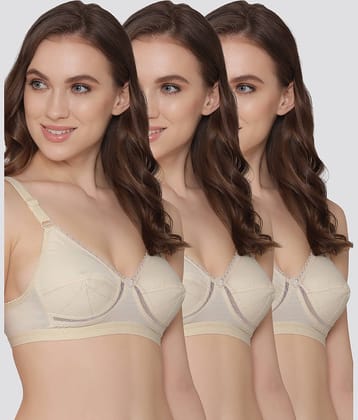 Kalyani Pack of 3 Cotton Blend Non Padded Women's Everyday Bra ( Beige ) DIKSHA