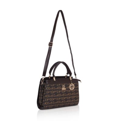 Women's Faux Leather Printed Handbag (Coffee)