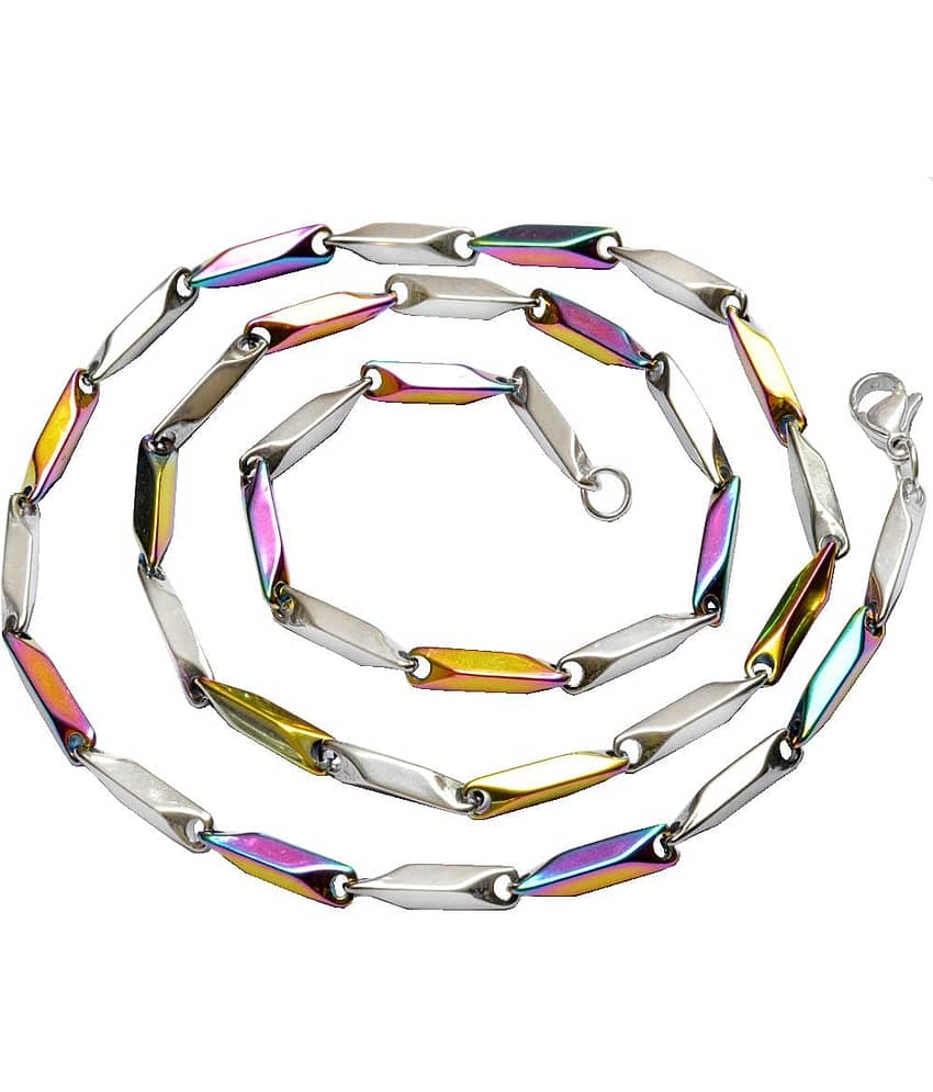 Green Spritual Rhodium Plated Chain ( Set of 1 )