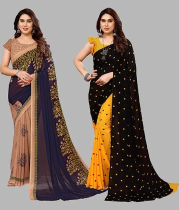 ANAND SAREES Georgette Printed Saree With Unstitched Blouse Piece ( Multicolour )