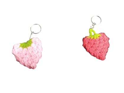 Charming Strawberry Keychains - Cute and Colorful Yarn Fruit Accessories