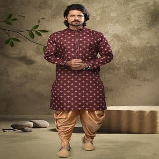 Raivat Ethnic Wine Colour Cotton Digital Print Kurta Pajama 1557