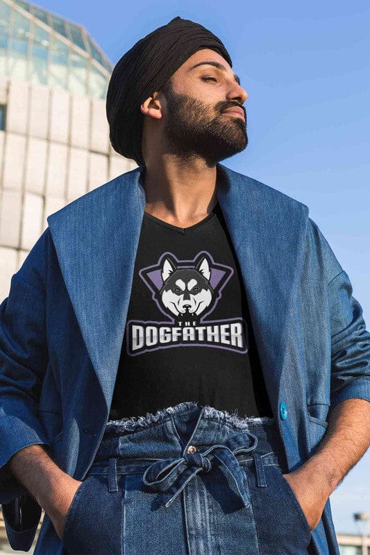V Neck T-Shirt (Men) - The Dogfather Husky (5 Colours)