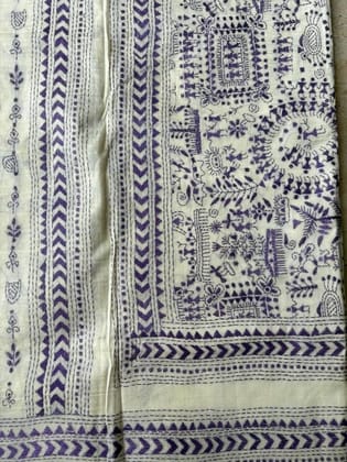 Semi Tassar Kantha all over worli design Semi Tassar Kantha all over worli design