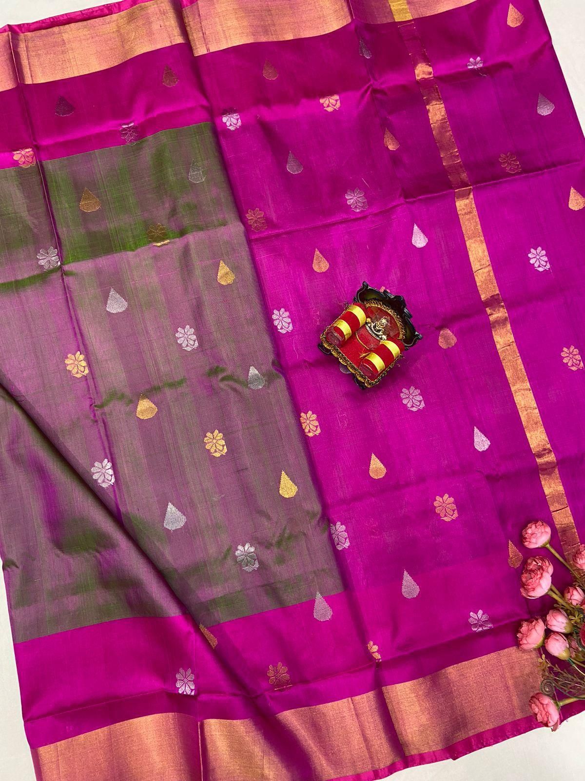 Green Uppada Butta Pure Silk Saree