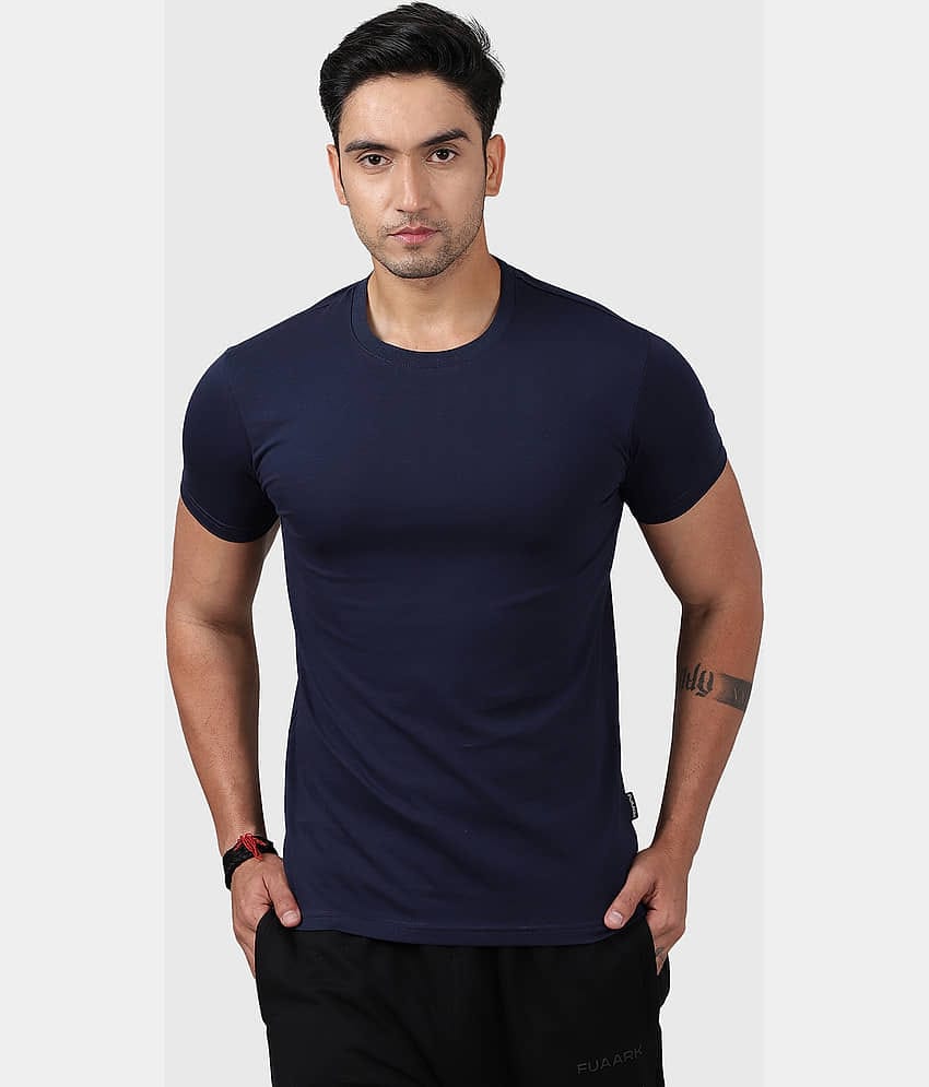 Fuaark Navy Cotton Slim Fit Men's Sports T-Shirt ( Pack of 1 )