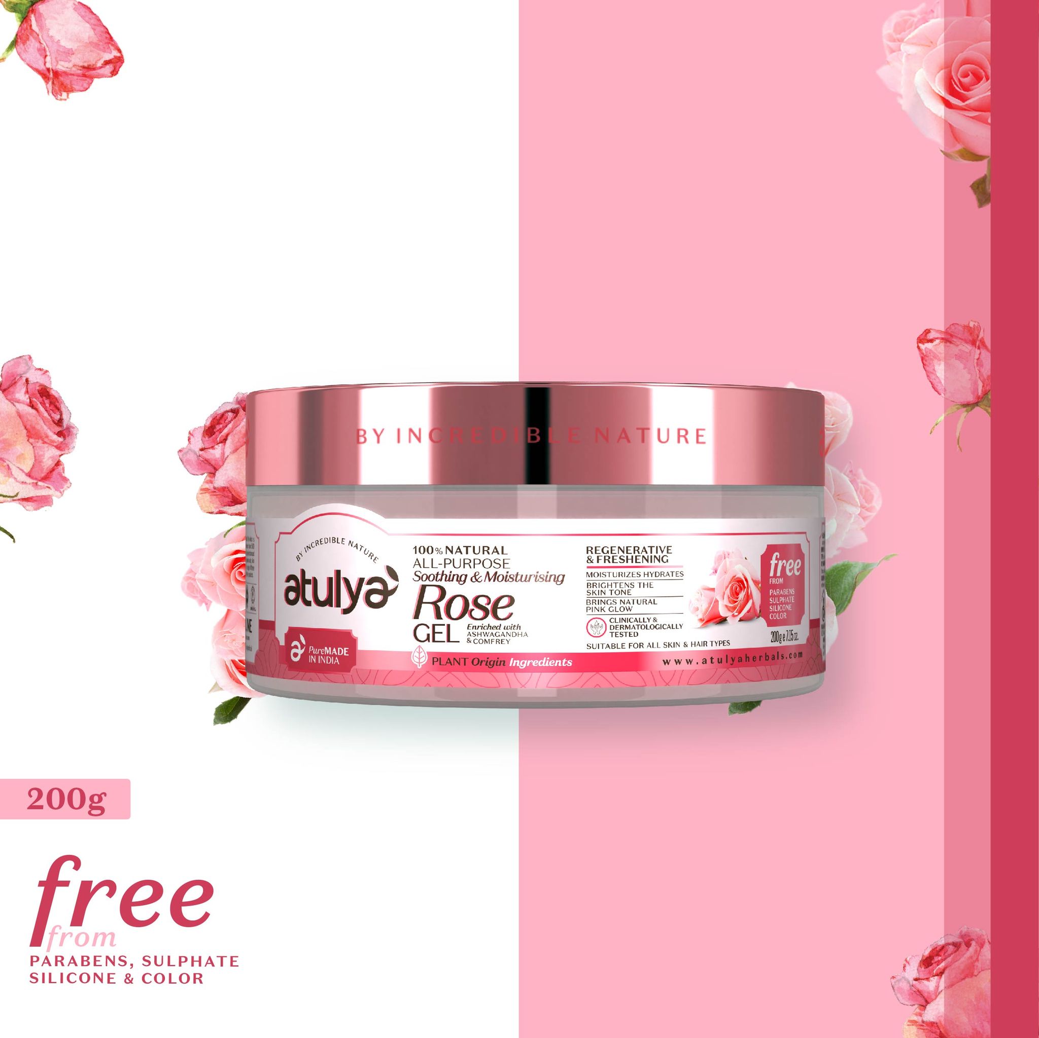 Atulya Rose Gel | Soothing and Moisturising - 200gm