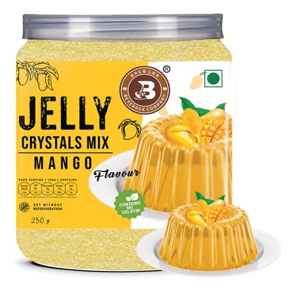 Brew Lab Jelly Crystal Mix Powder For Making Jelly - Mango Flavor | Easy To Make | No Gelatin 250 gm Brew Lab Jelly Crystal Mix Powder For Making Jelly - Mango Flavor | Easy To Make | No Gelatin 250 gm