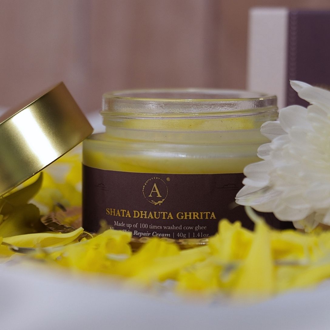 Shata Dhauta Ghrita Skin Repair Emollient | 100 Times Washed A2 Cow Ghee Cream-40gm