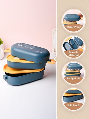 Blue Lunch Box with Spoon (850ml)