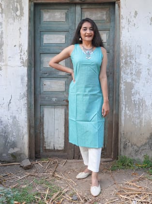 Sky Cotton Kurta-XS