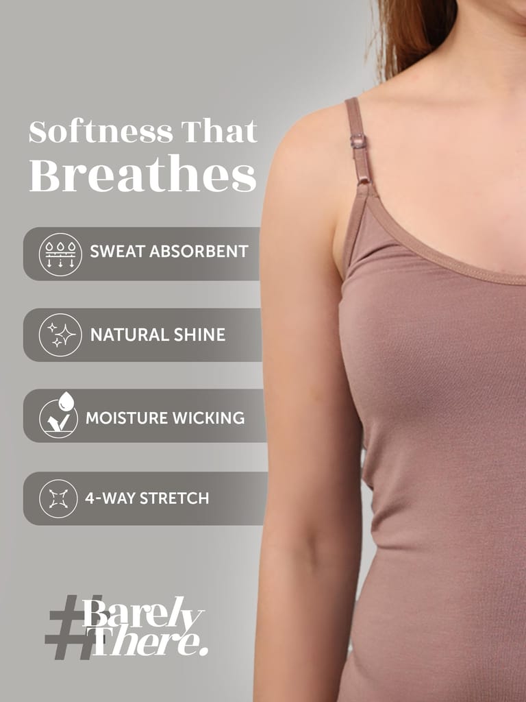 Freecultr Seamless Micromodal Camisole for Women with Adjustable Spaghetti Straps | Lightweight Layering Tank Top Casual Outfits & Sleepwear | Soft Breathable Stretch Fabric-Nude