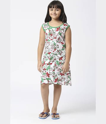 Sini Mini Cotton A-line Dress For Girls ( Pack of 1 , Green )