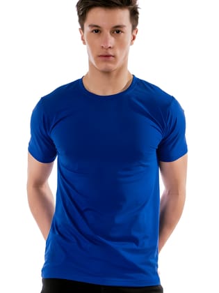 Royal Blue Regular Fit Premium Cotton T shirt-S