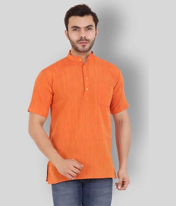 Latest Chikan - Red Cotton Men's Shirt Style Kurta ( Pack of 1 )