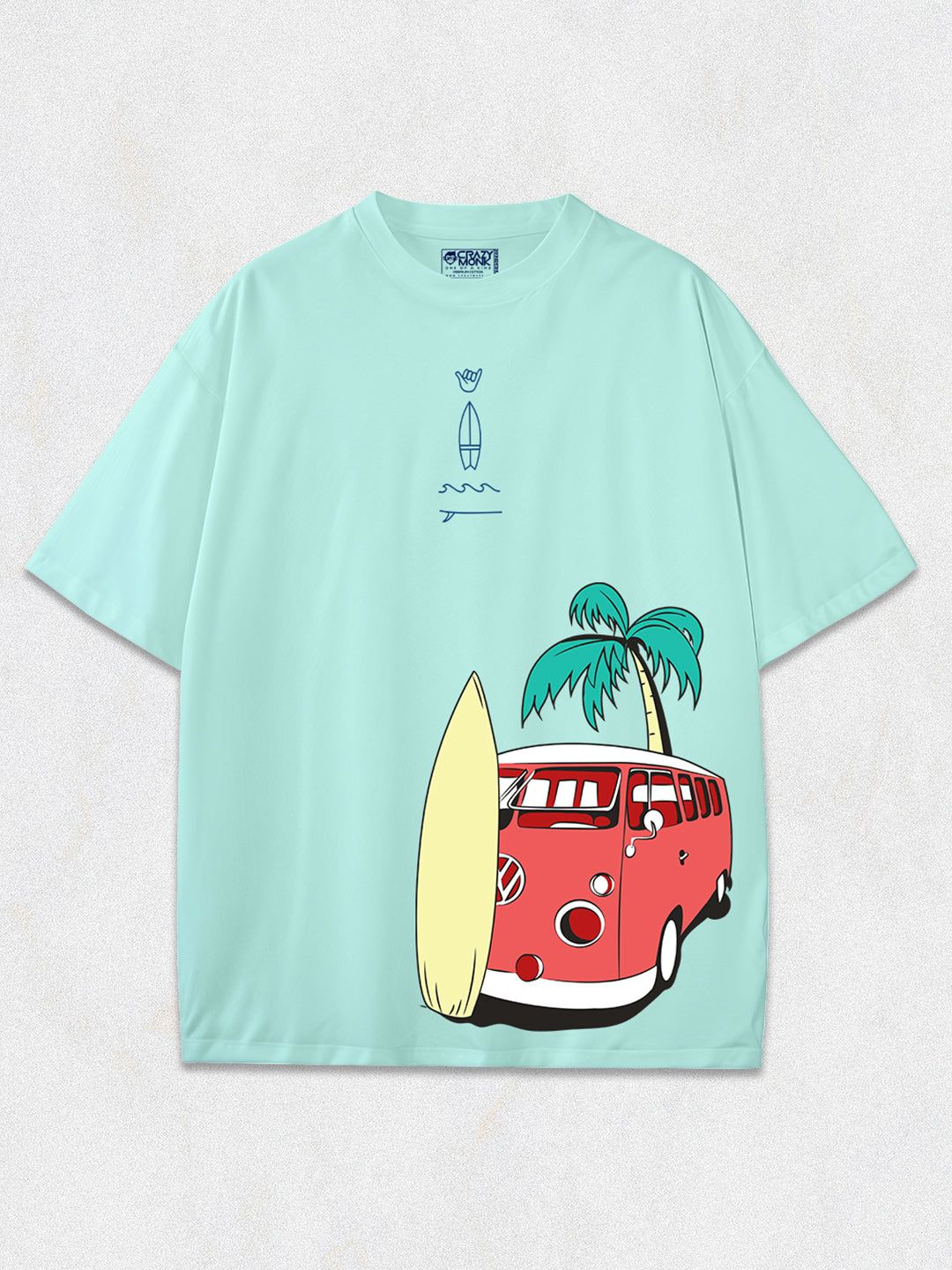 Surf And Chill Oversized T-Shirt-Mint / S