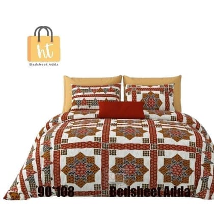 3001-Hometrade India-Standard King Size (90*108 Inches)-Pure Cotton Jaipuri Double Bedsheet With Matching Pillow Cover