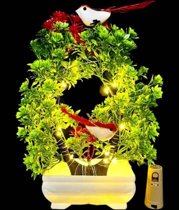 Modo® Artificial Tree with Light & Sparrow - 'Living Room' Dining Table Decor |Home,Office Party Decor |Speacial Ocassion Indoor Decor | Festival Theme Decorative Gift for Couple & DIWALI