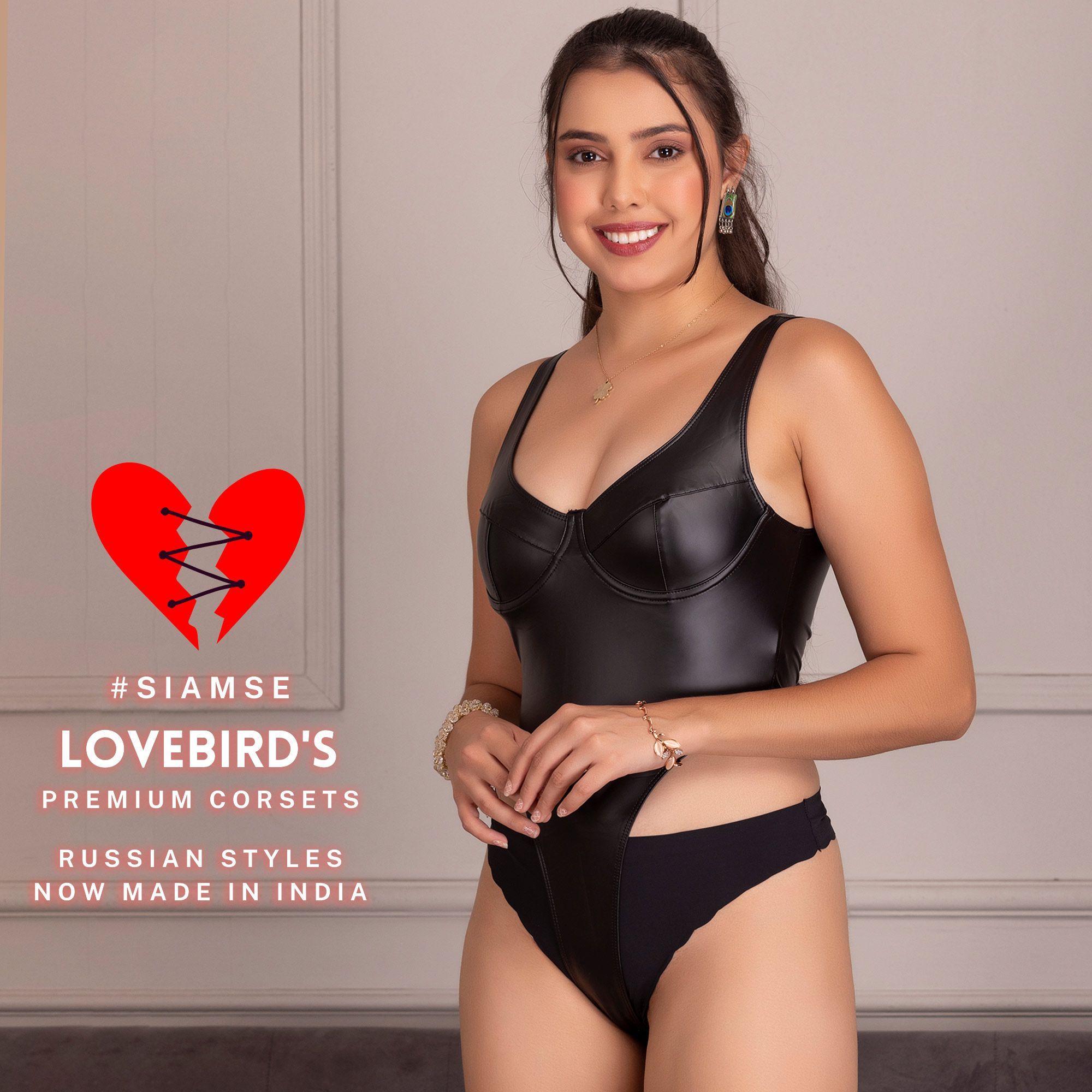 Siamse Black Leather Corset