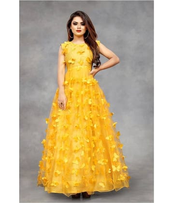 Aika Yellow Net Ethnic Gown - Single