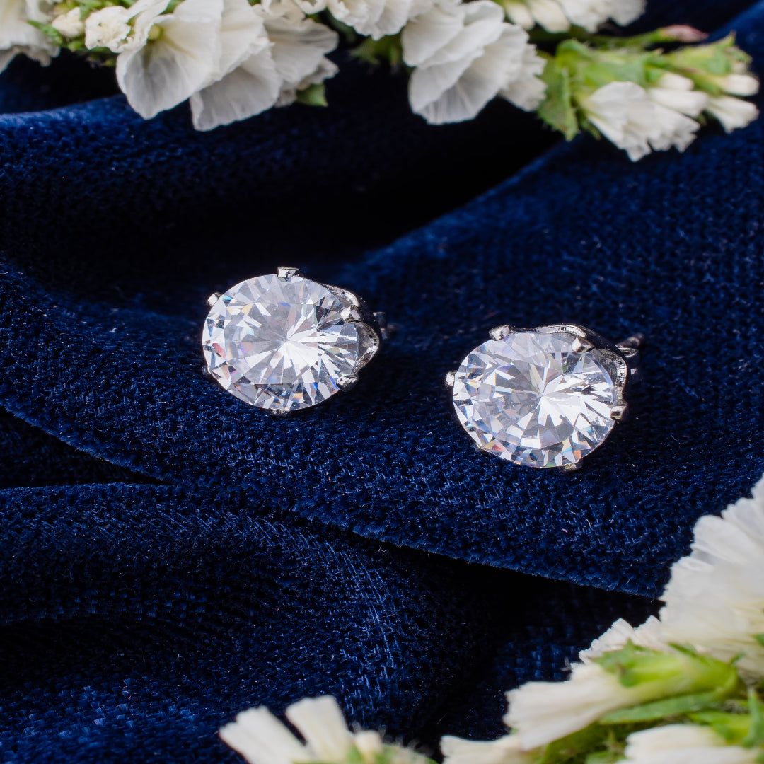 vivinia BY VIDHI MEHRA Zia Silver Plated Womens Zircon Pair of Earrings (Freesize) - VE519
