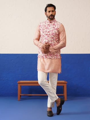 Multi printed with cord textured jacket set-M/40 / Churidaar Set