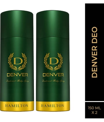 Denver Hamilton Long Lasting Deodorant Spray For Men 150 ml Each (Pack of 2)