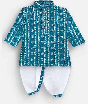 mustmom Boys Cotton Abstract - Pattern Dhoti Kurta Set ( Blue , Pack of 1 )