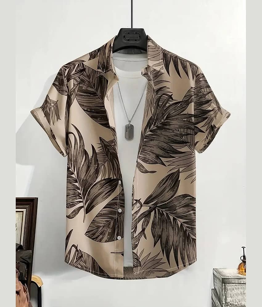 AAPSKA Rayon Flex Regular Fit Printed Half Sleeves Men's Casual Shirt - Khaki ( Pack of 1 )