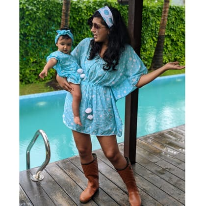 Malmal Kaftan - Warli Blue-8-10 Years